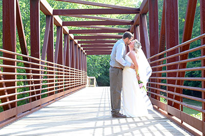Bride and Groom on Bridge